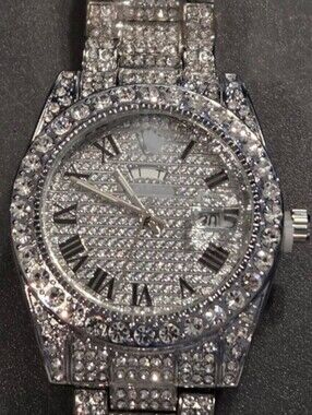 Fully Iced Out UNBRANDED VVS Moissanite Diamond Stainless Steel Watch 38MM